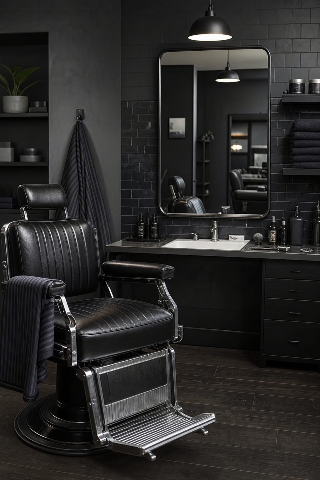 Station and chair at Slate & Comb Barbers