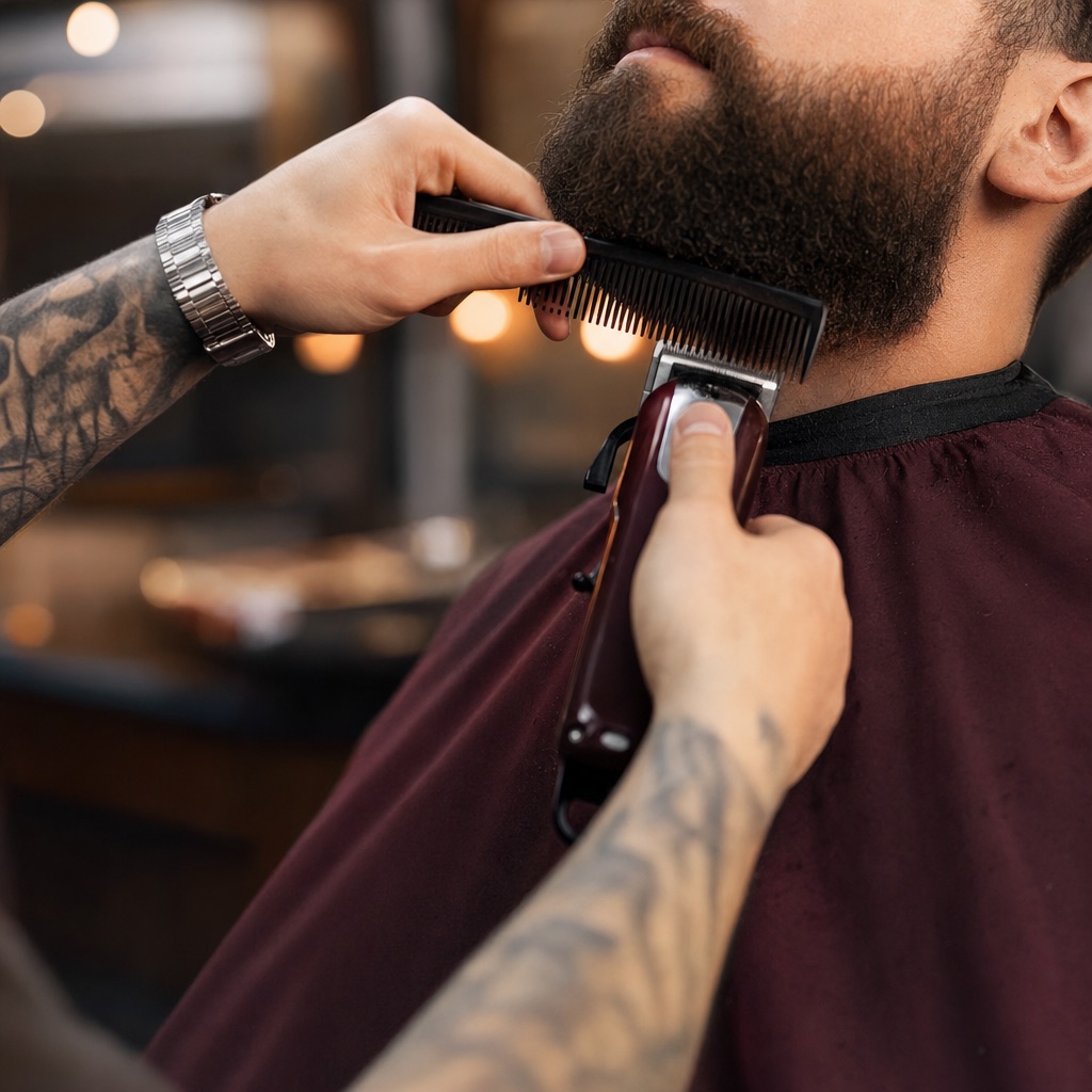 Beard line-up and trim detail