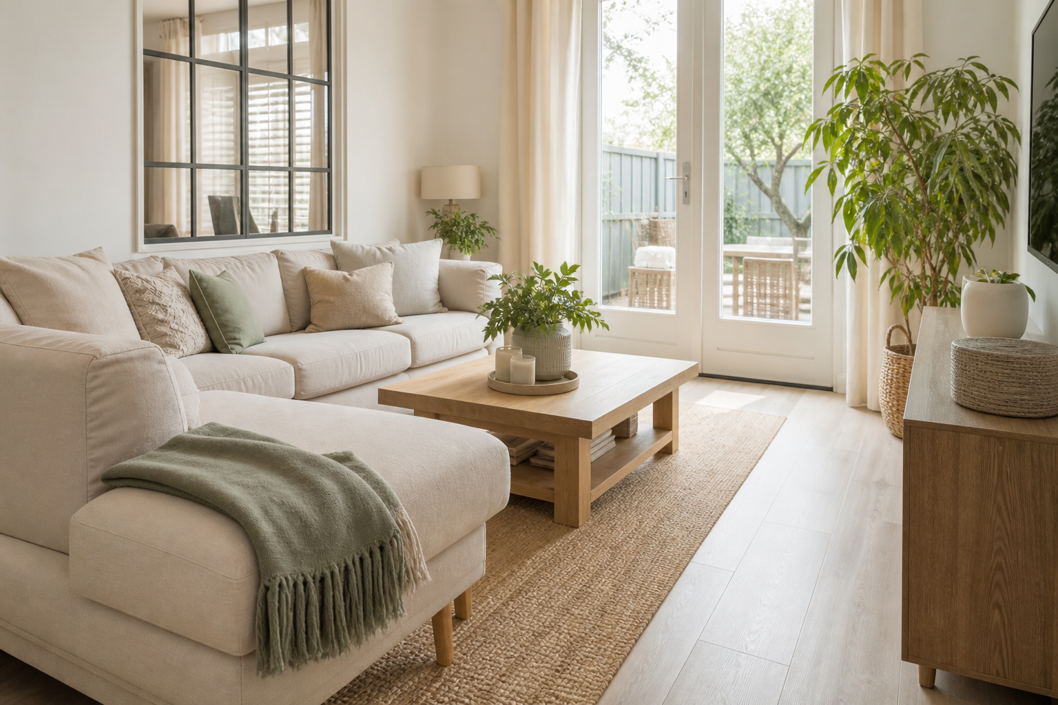 Tidy living room after a domestic clean