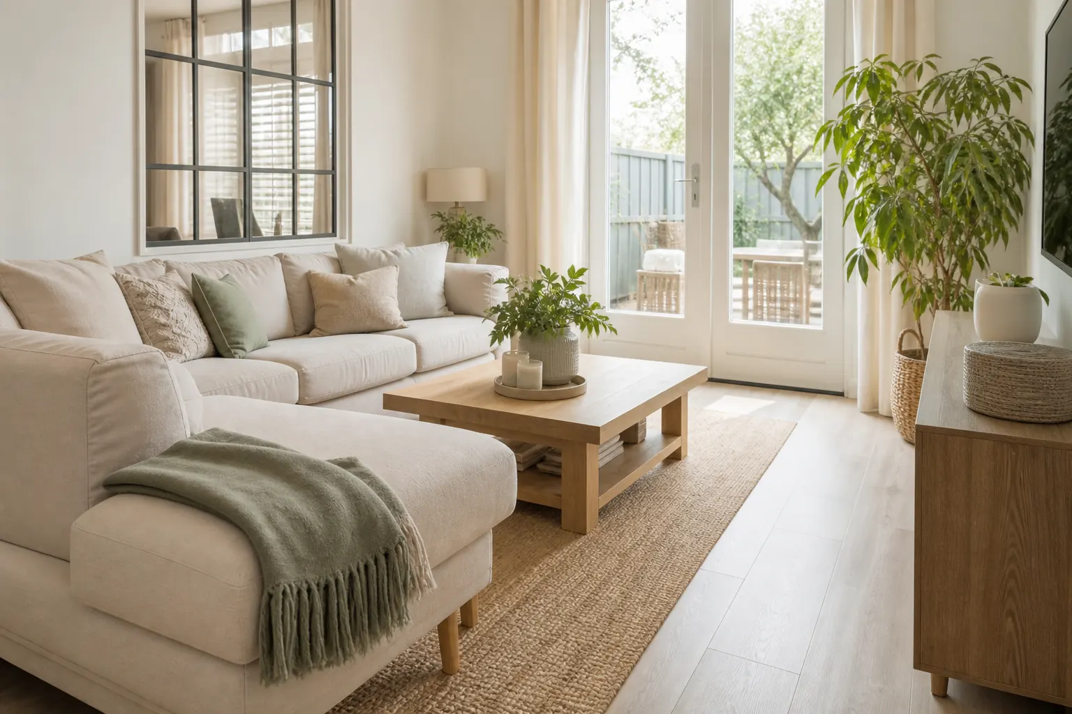 Tidy living room after a domestic clean