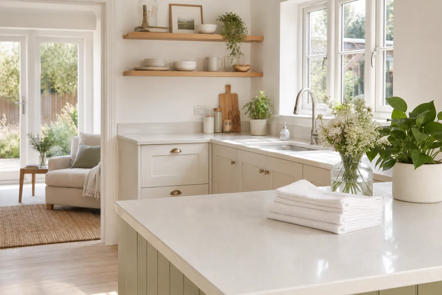 Warm clean kitchen scene from the Fen Coast Fresh cleaning demo