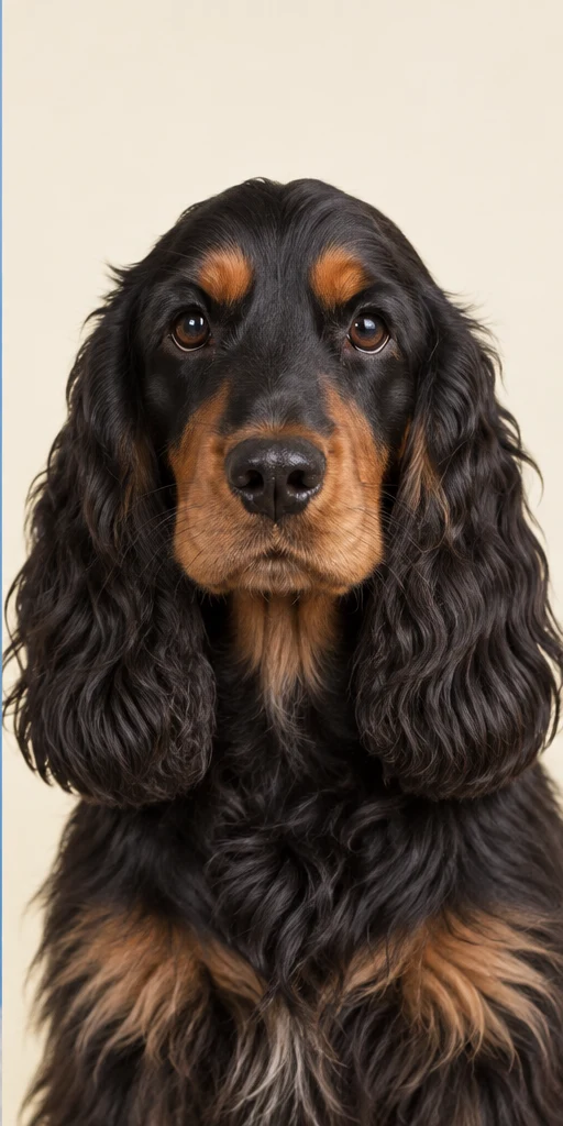 Illustrative black and tan spaniel portrait