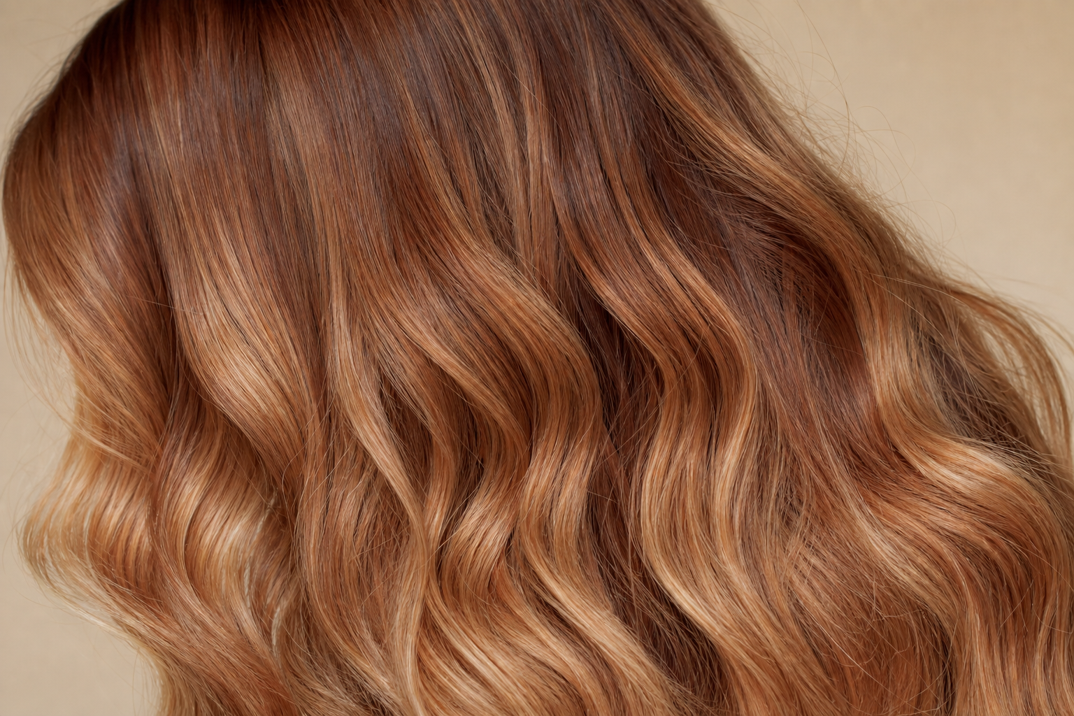 Copper balayage hair texture
