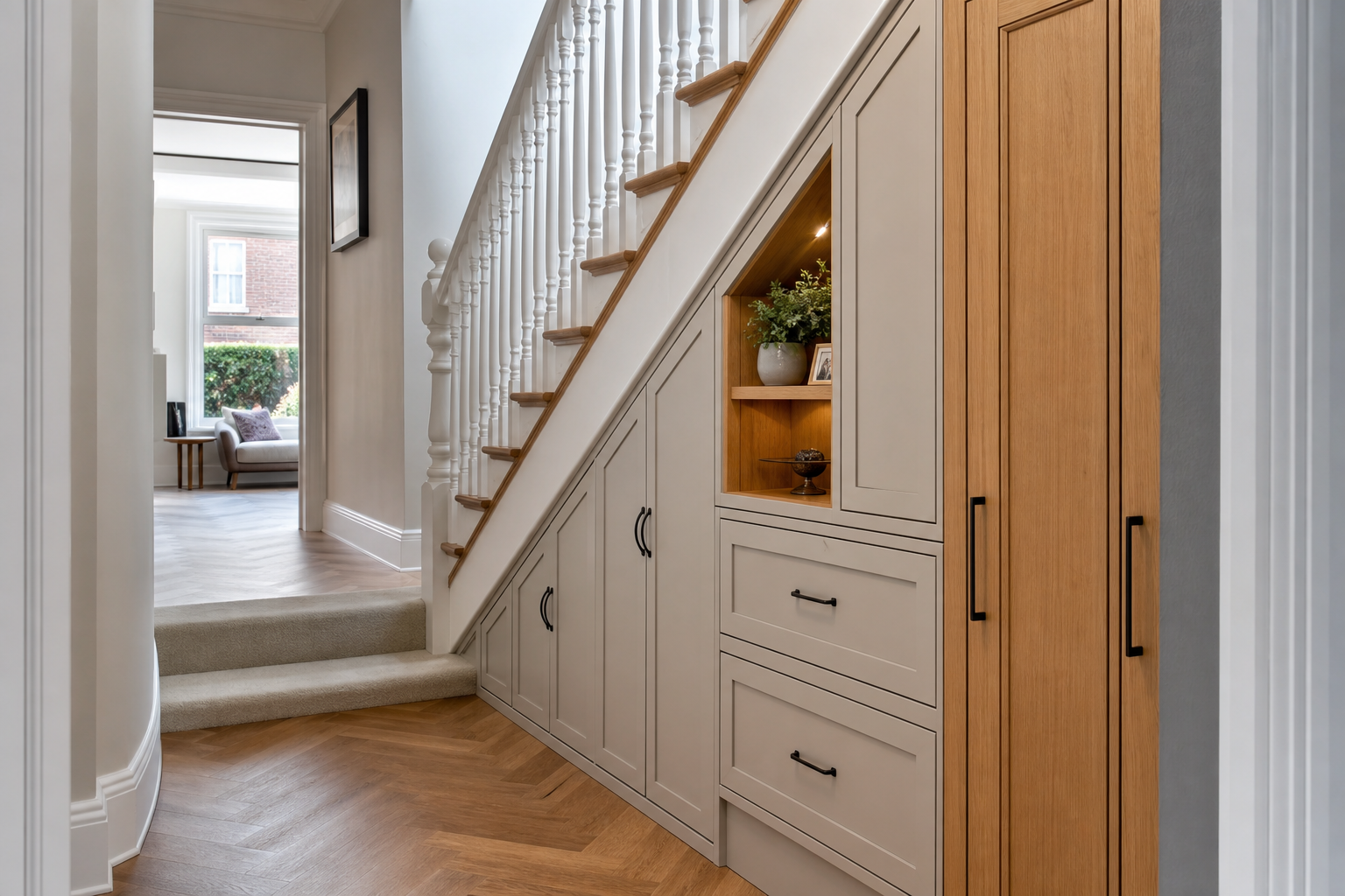 Photo-like joinery example for under-stairs