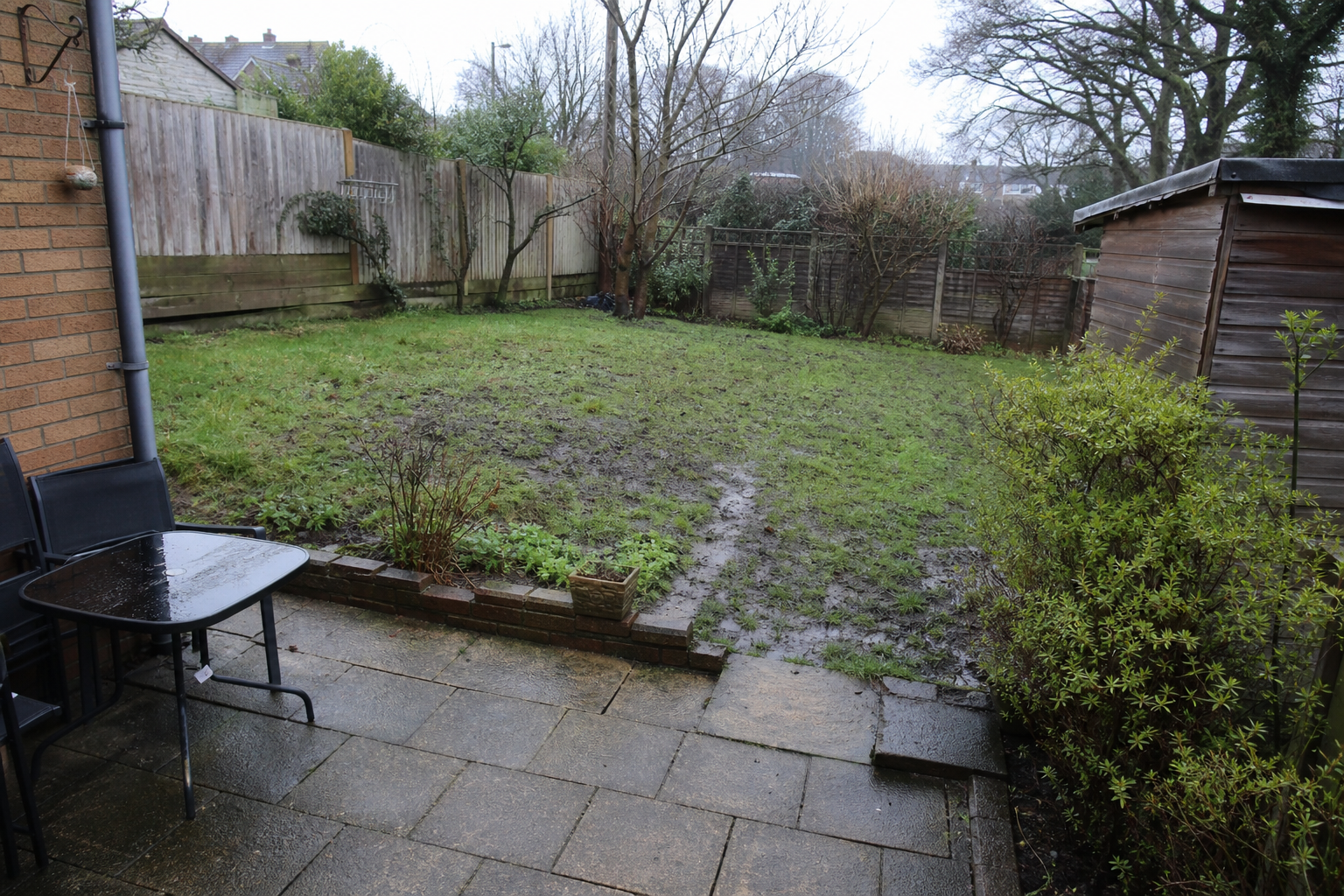 Before muddy garden transformation