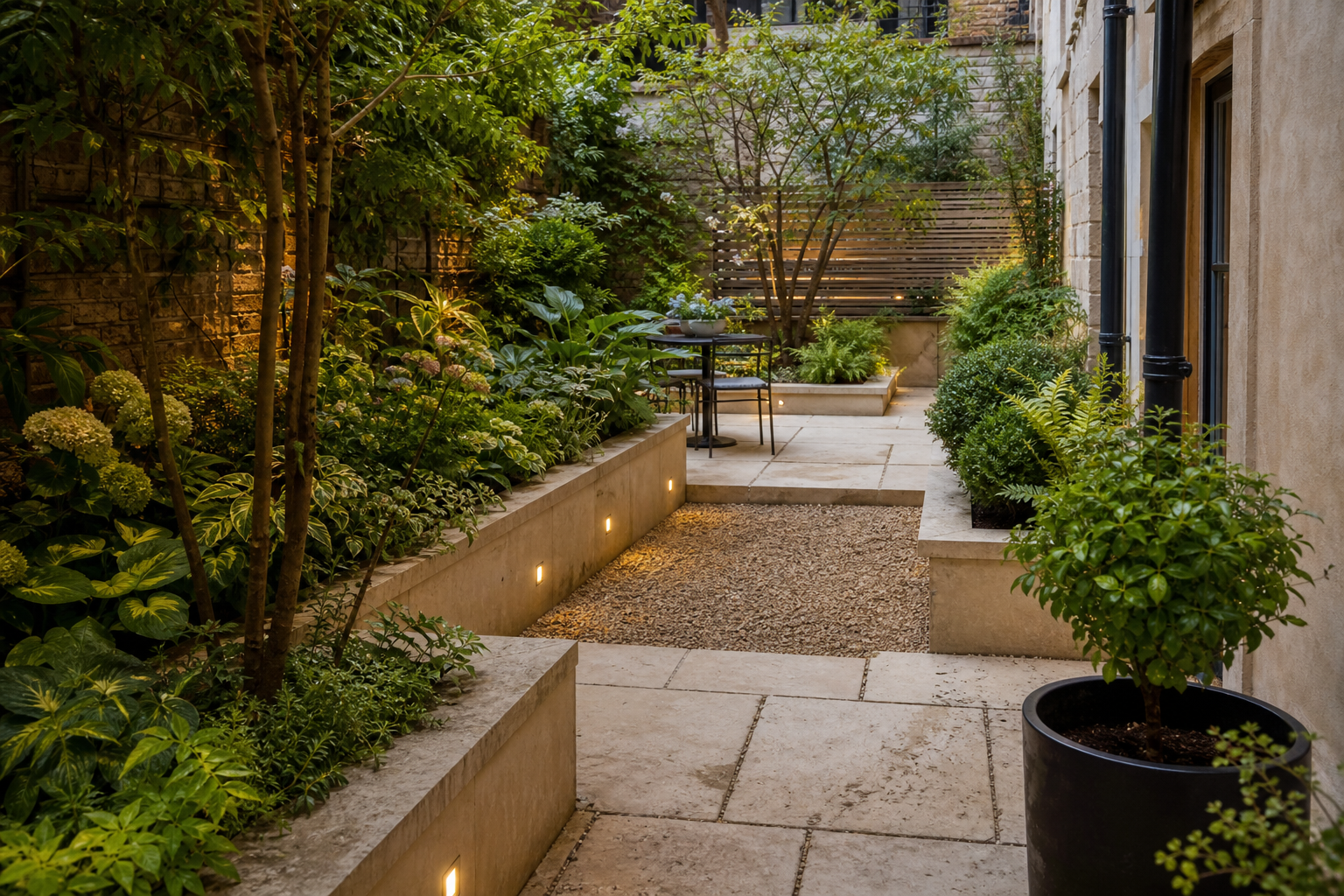 Townhouse courtyard illustrative garden design image