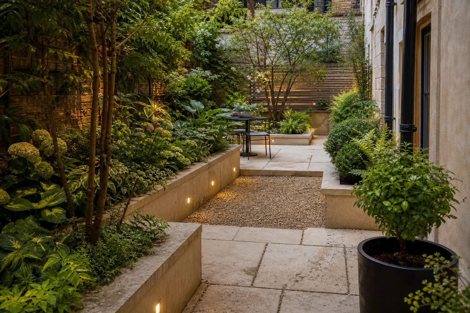 Townhouse courtyard illustrative garden design image