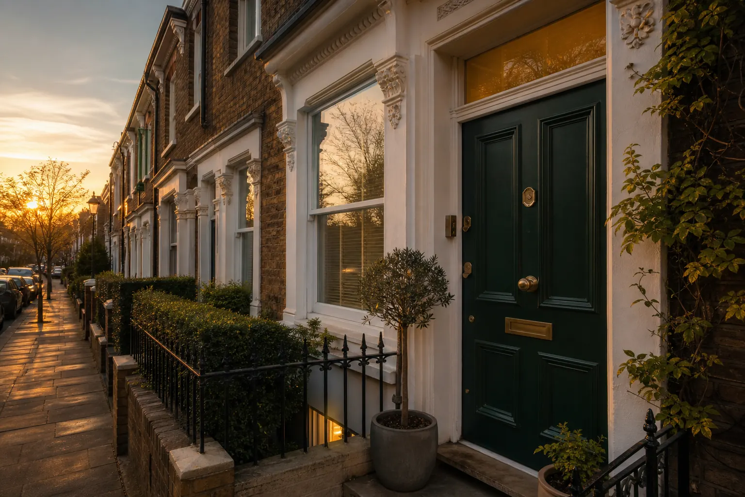 London residential doorway and street scene