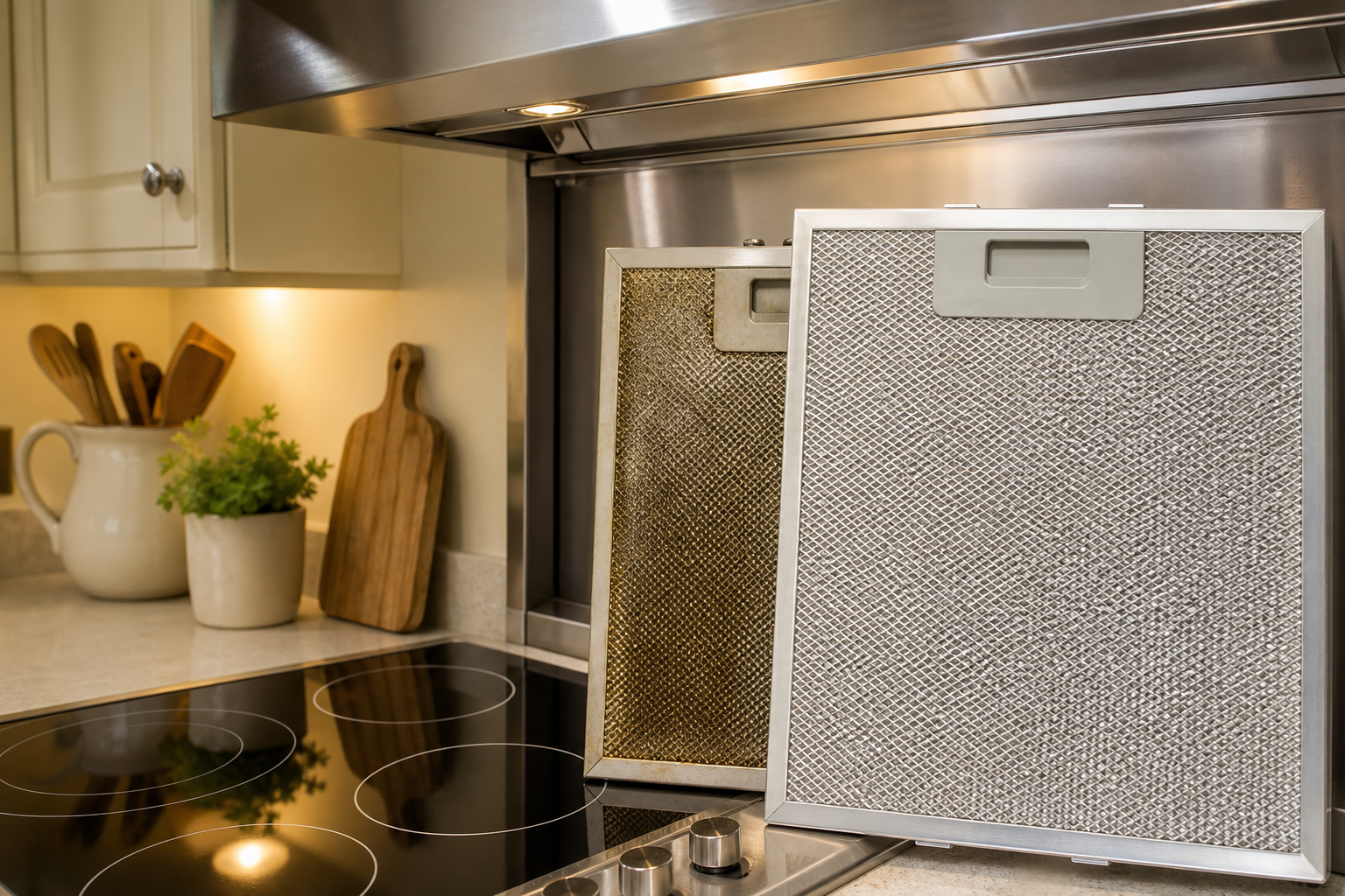 Clean hob and extractor filters shown as an add-on detail