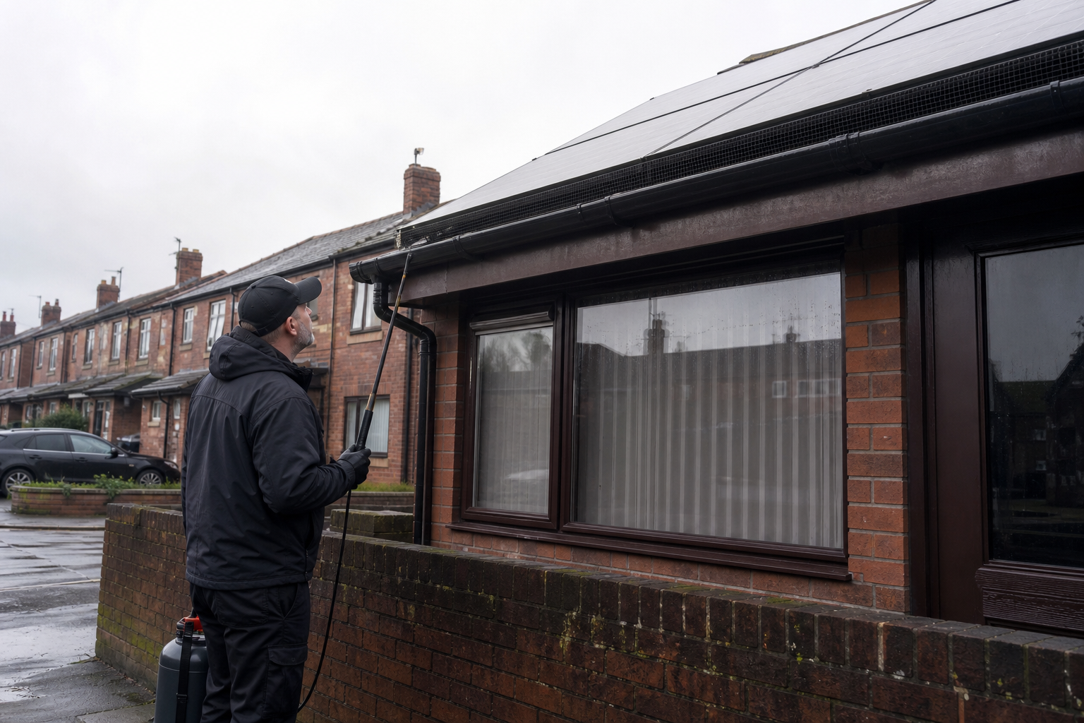 Birds around rooflines or panels pest-control situation photo