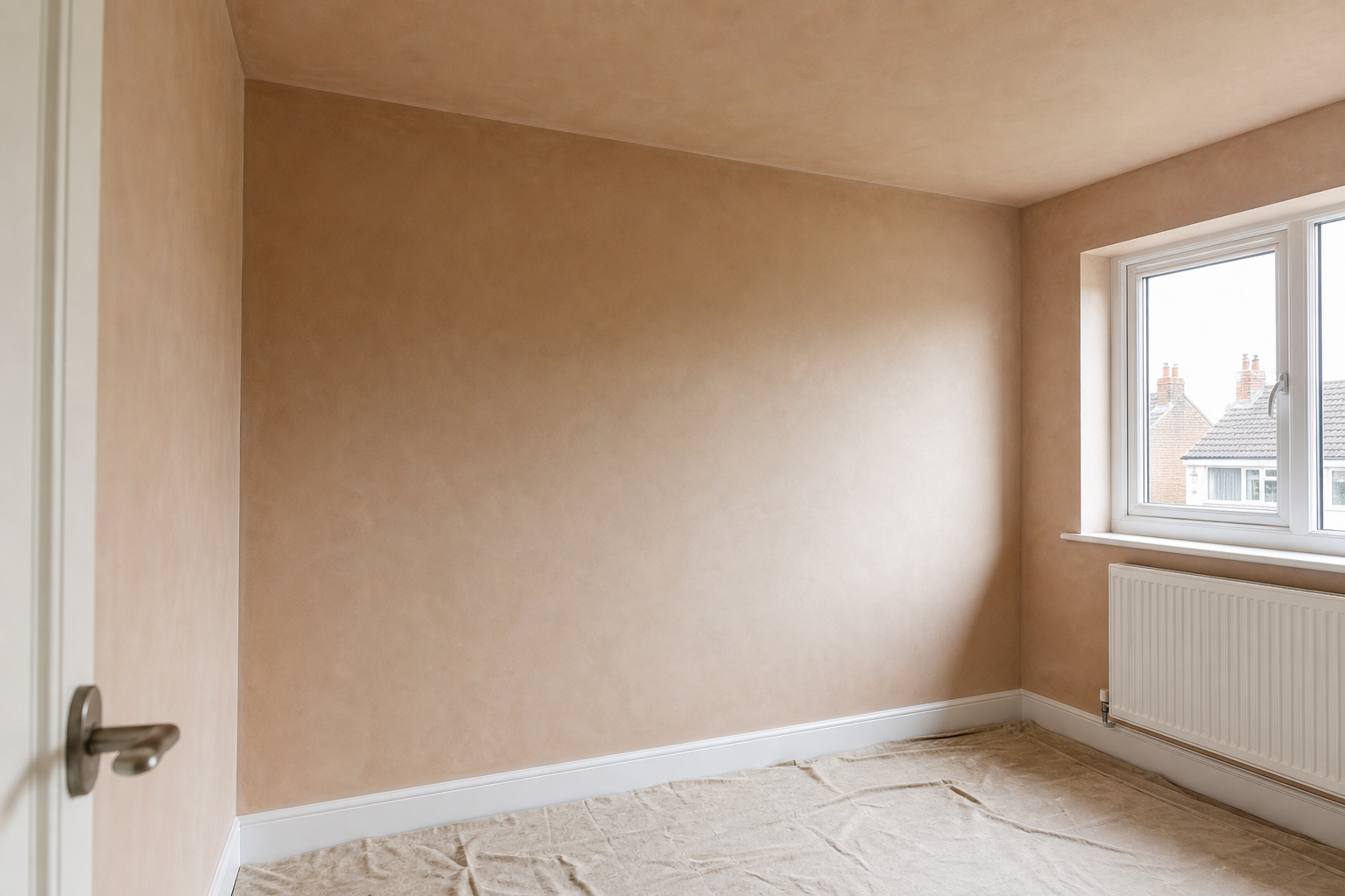 Smooth plastered room drying evenly