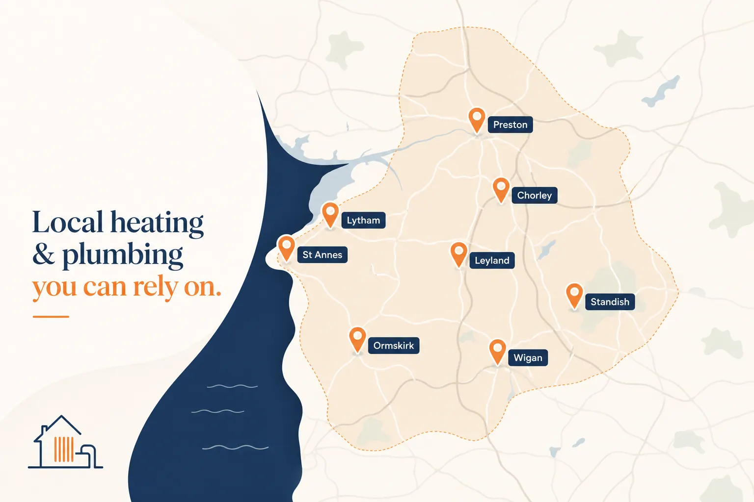 Illustrated map of North West service area