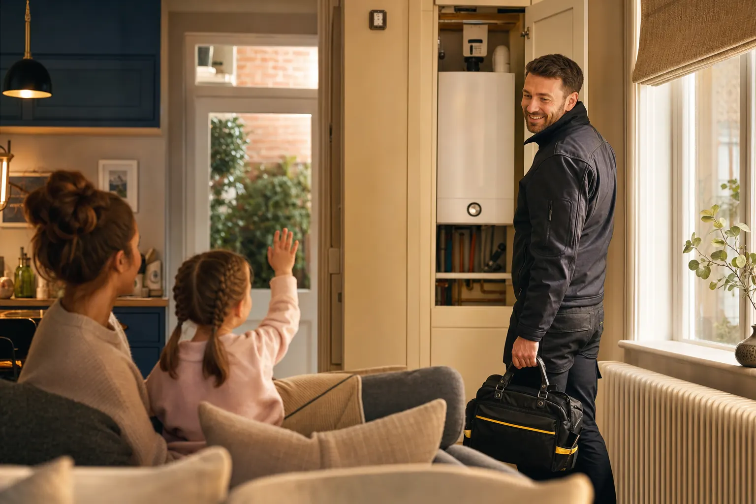 Warm home interior for winter boiler service planning