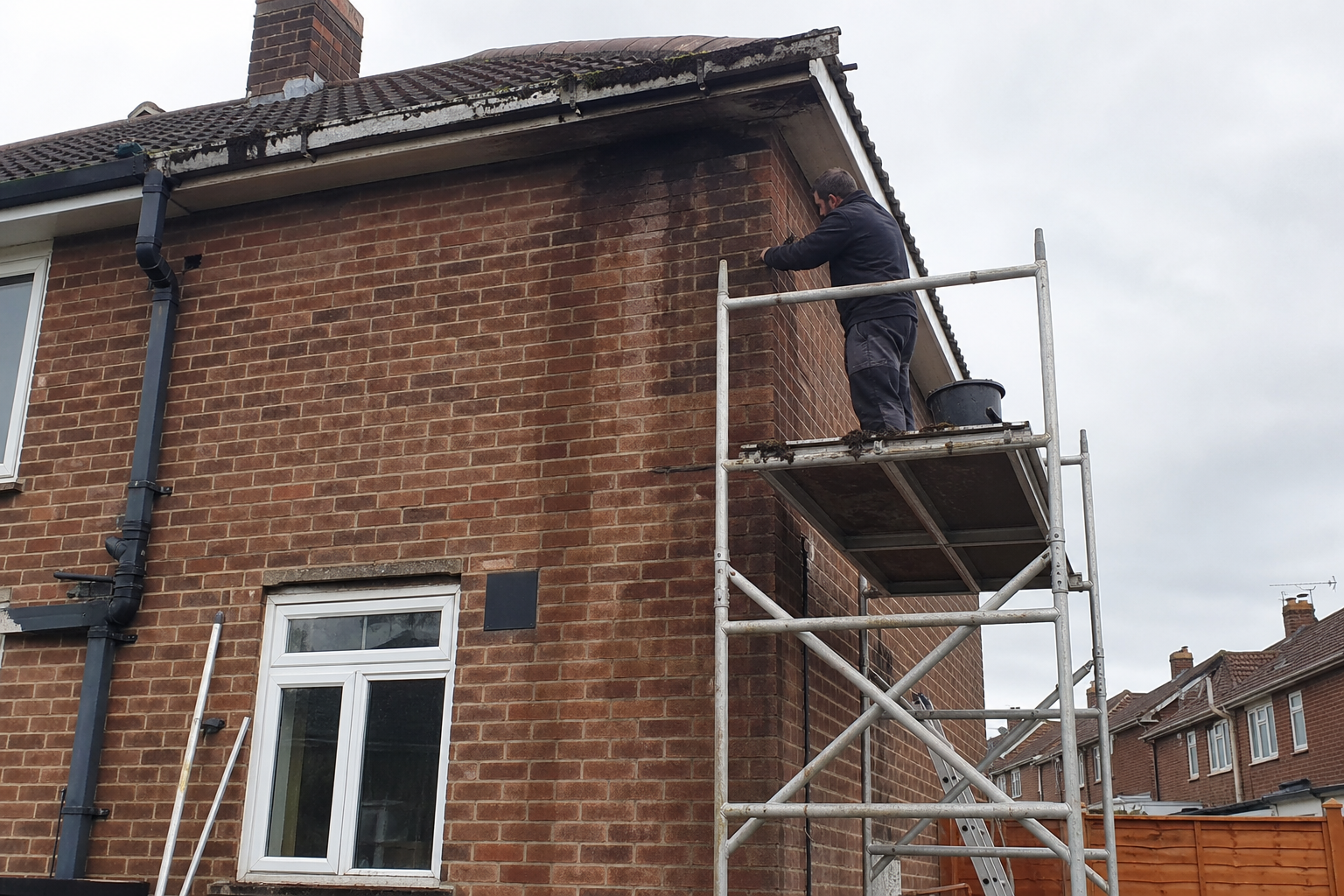 Gutter and roofline work on a local property