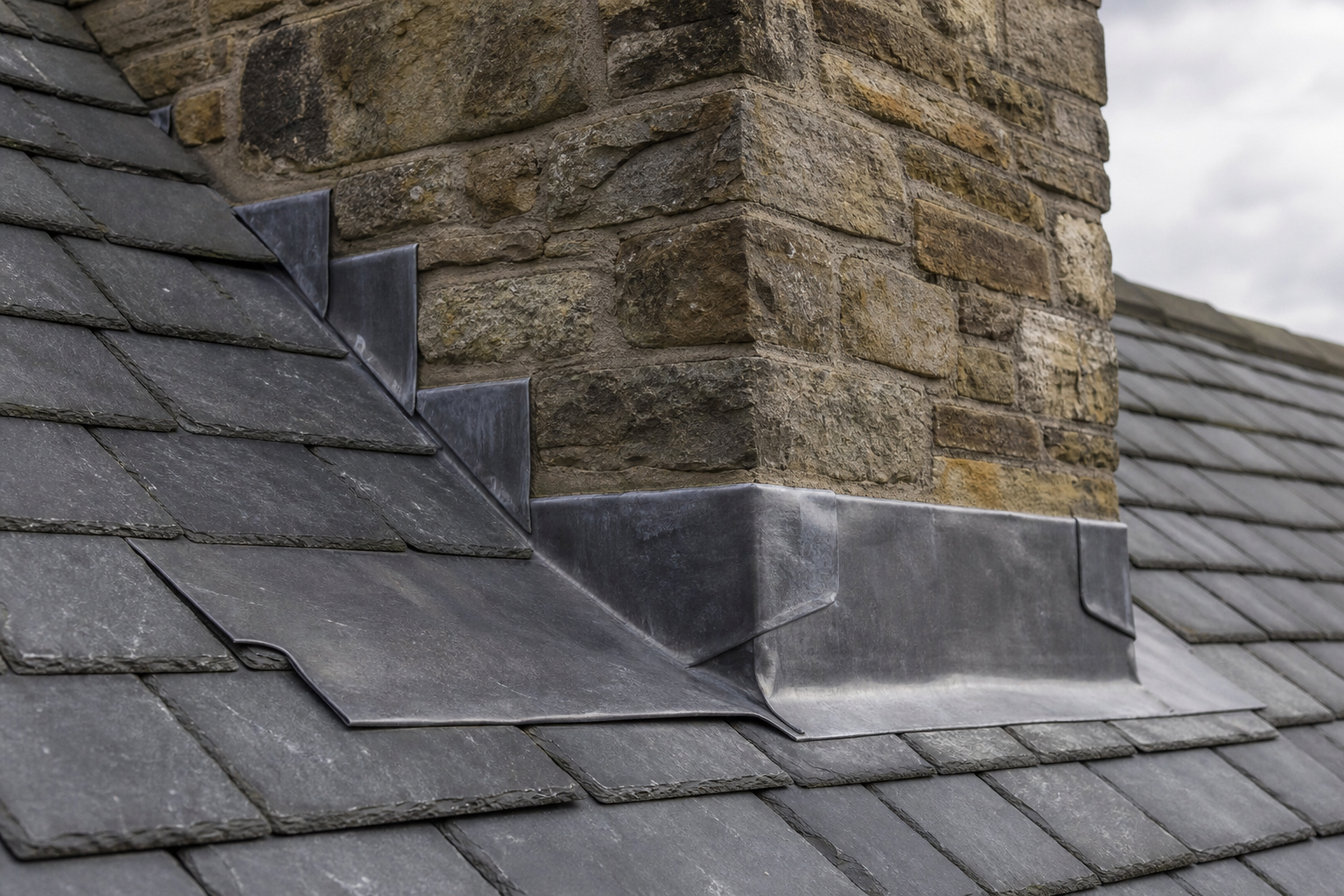 Chimney leadwork renewal example roof project